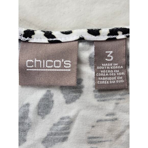 Chico's EUC Leopard elbow sleeve v-neck top 16 XL white black beige - Picture 4 of 17